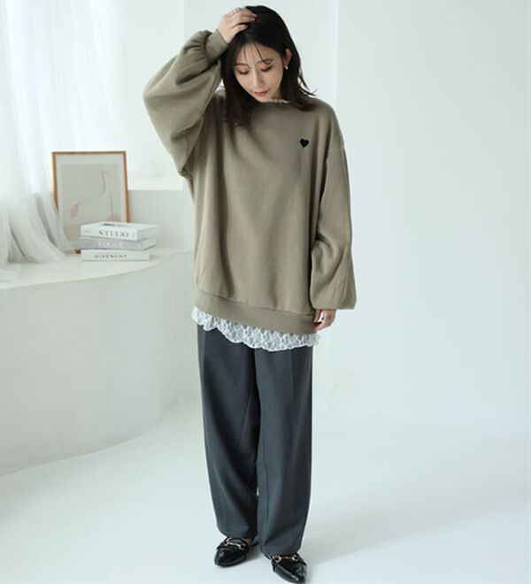 A HAPPY MARILYN（アハッピーマリリン）の「【Ｌ～８Ｌ】【ハピぽか裏起毛】２デザインから選べる刺繍トレーナー 毛玉になりにくい（トレーナー・スウェット）」｜詳細画像