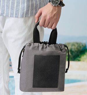 「＜富士金梅＞帆布&times;スコッチガードレザー巾着（メンズトートバッグ）」｜詳細画像