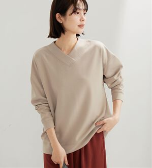BELLUNA（ベルーナ）の「なめらかタッチ！もっちりんＶネックチュニック（カットソー）」｜トープ