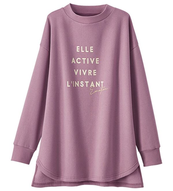 BELLUNA（ベルーナ）の「＜ＥＬＬＥ　Ａｃｔｉｖｅ＞裏起毛ロゴデザインプルオーバー（チュニック）」｜ラベンダー