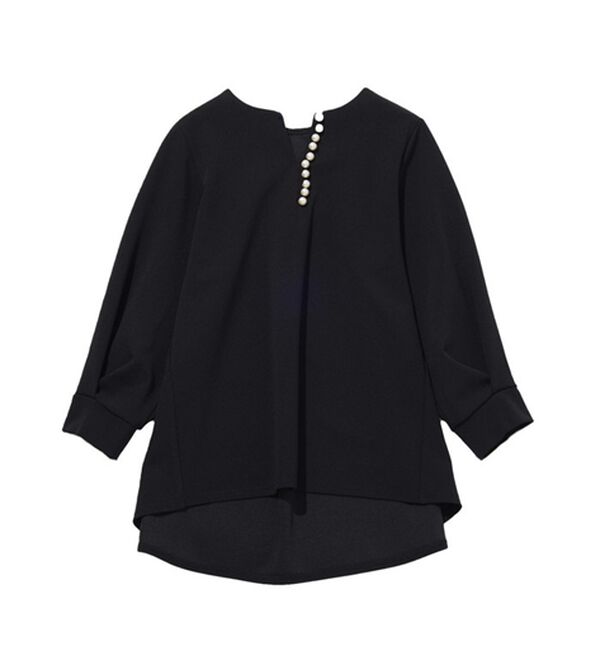 GeeRA（ジーラ）の「パール調ビーズ付キーネックブラウス（ブラウス）」｜詳細画像