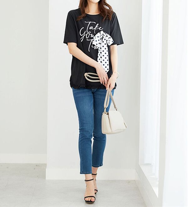 BELLUNA（ベルーナ）の「リボンモチーフ裾フリルプルオーバー（Tシャツ）」｜詳細画像