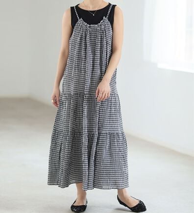 A HAPPY MARILYN（アハッピーマリリン）の「【Ｌ～６Ｌ】【風通るプレミアム】ティアード切替キャミワンピース（ロングワンピース）」