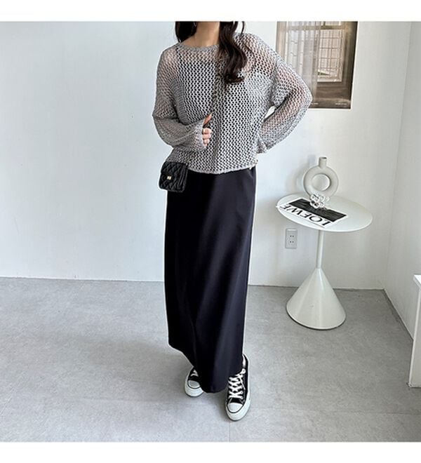 GeeRA（ジーラ）の「透かし編みメッシュニットプルオーバー（ニット・セーター）」｜詳細画像