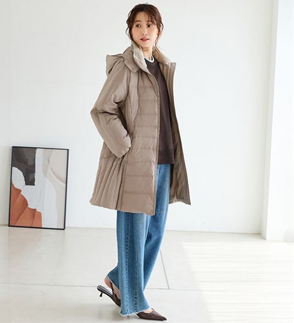 BELLUNA（ベルーナ）の「細見え！フレンチダウン使いダブルステッチロング丈コート（ロングコート）」｜詳細画像
