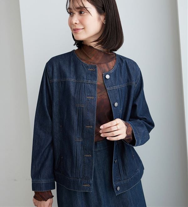 BELLUNA（ベルーナ）の「やわらかデニム素材ノーカラージャケット（その他ジャケット）」｜詳細画像