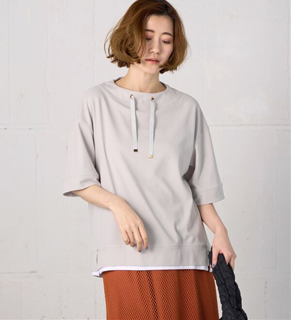 BELLUNA（ベルーナ）の「ワイドネックデザイン重ね着風プルオーバー（カットソー）」｜詳細画像