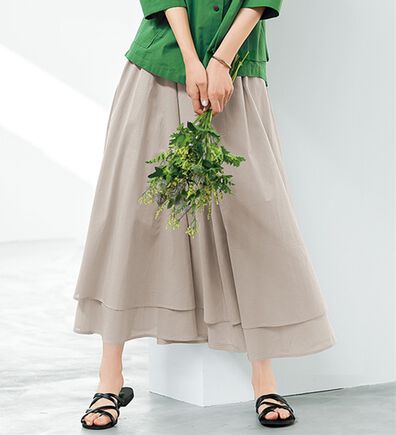 BELLUNA（ベルーナ）の「ふわりと揺れる綿素材フレアースカート（ロングスカート）」