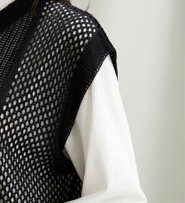 BELLUNA（ベルーナ）の「透かし編ニットベストアンサンブル（アンサンブル）」｜詳細画像