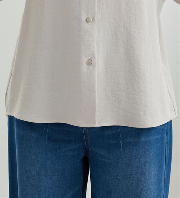 BELLUNA（ベルーナ）の「【快適Ｌａｂ．】お手入れ楽々ビンテージ調素材ブラウス（ブラウス）」｜詳細画像