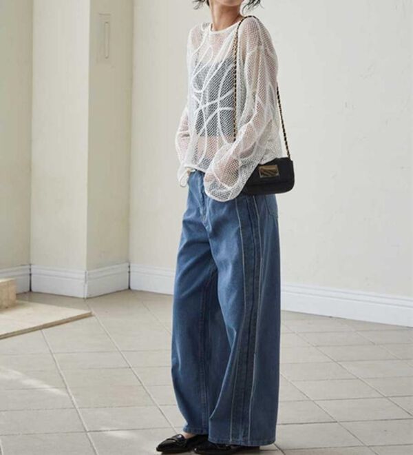 RANAN（ラナン）の「コード刺繍シアーメッシュTシャツ（カットソー）」｜詳細画像