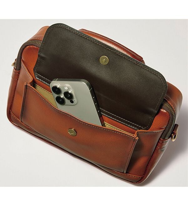 「アンティーク調　牛革クラシックバッグ（メンズショルダーバッグ）」｜詳細画像