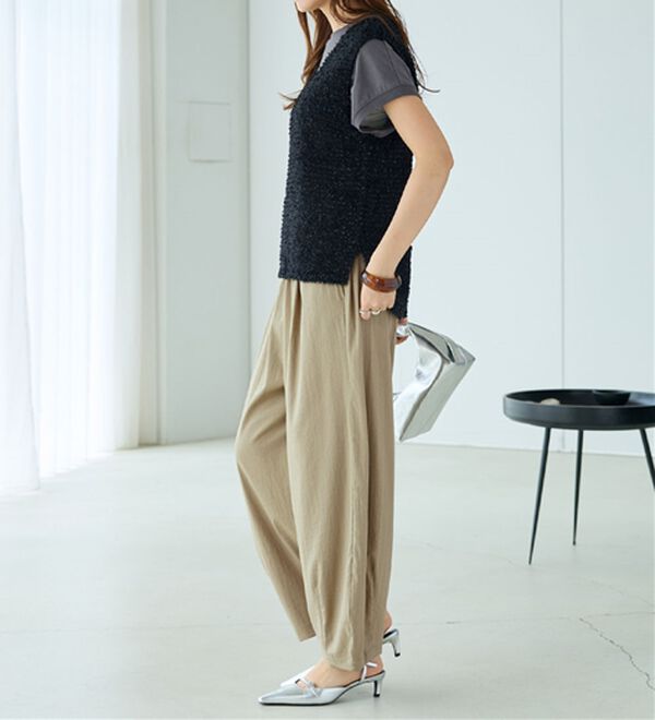 BELLUNA（ベルーナ）の「さらっと肌離れ！ひんやりカーブパンツ（ワイドパンツ・ガウチョ）」｜詳細画像