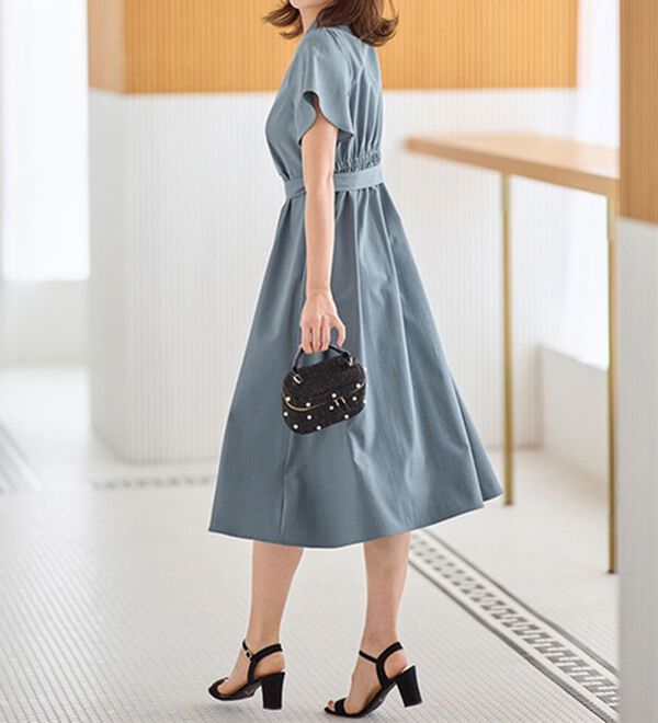 alotta（アロッタ）の「ベルト付オープンカラーフレアーワンピース（その他ワンピース）」｜詳細画像