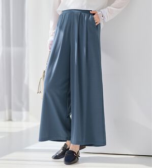 Viola e Viola（ヴィオラ エ ヴィオラ）の「楽ちんきれい美脚ワイドパンツ（ワイドパンツ・ガウチョ）」｜ブルー