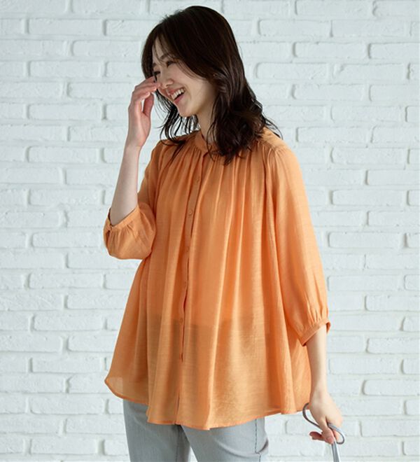 BELLUNA（ベルーナ）の「スラブ素材ギャザーデザインブラウス（ブラウス）」｜詳細画像