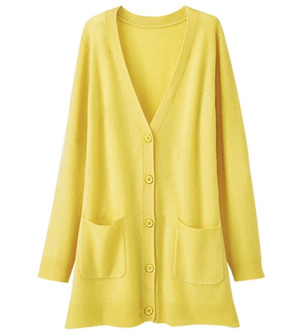 BELLUNA（ベルーナ）の「ずっとさわっていたくなる　ウールカシミヤカーディガン（ニットカーディガン）」｜イエロー