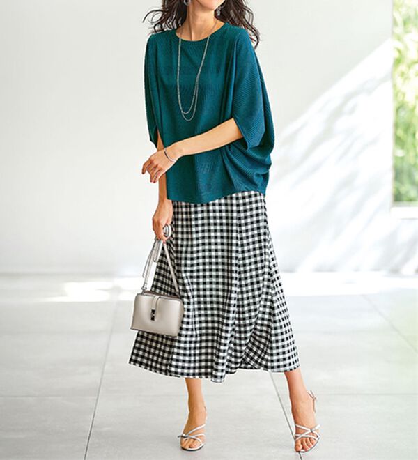 BELLUNA（ベルーナ）の「ボーダージャカードゆったりドルマンプルオーバー（カットソー）」｜詳細画像