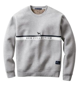 「＜ケン・コレクション＞刺しゅうデザインが魅力の裏ボアトレーナー（メンズトレーナー）」｜杢グレー