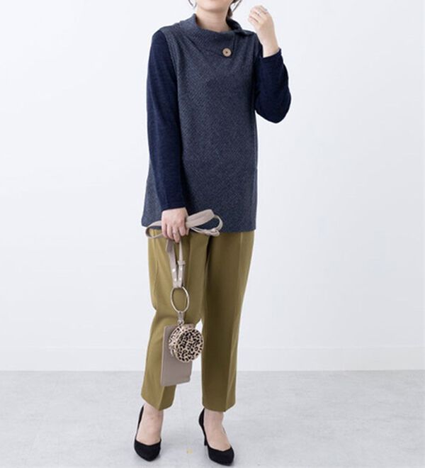 BELLUNA（ベルーナ）の「杢調テレコ素材衿デザインアンサンブル（アンサンブル）」｜詳細画像