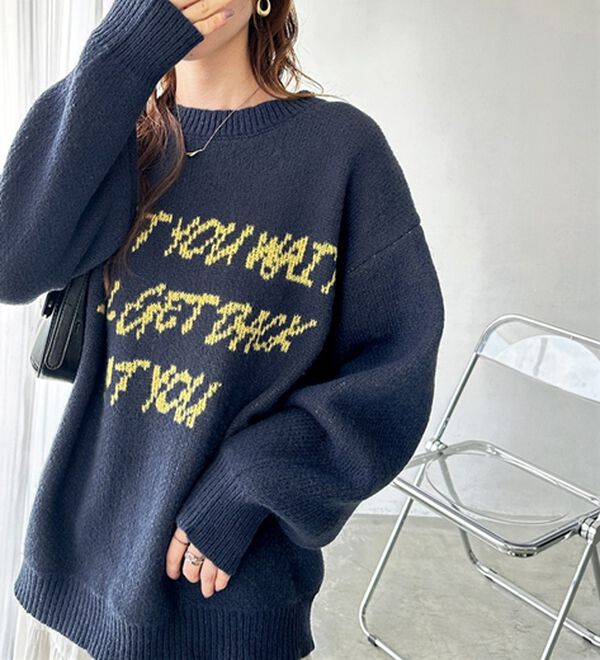 GeeRA（ジーラ）の「配色ロゴジャガードニット（ニット・セーター）」｜詳細画像