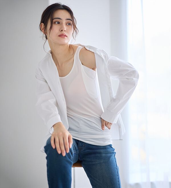 LAVIENNE（ラヴィエンヌ）の「【暑がりさん必見！】瞬間ひんやり冷感！タンクトップインナー＜さらりラボ＞（肌着・インナーウェア）」｜詳細画像