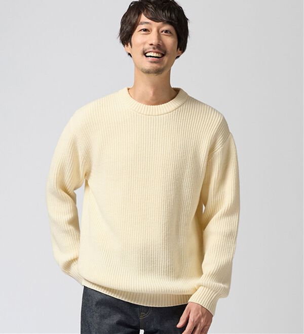 REMEN'S（リメンズ）の「【洗える】やわらかタッチ畦編みクルーネックセーター（メンズニット・セーター）」｜詳細画像
