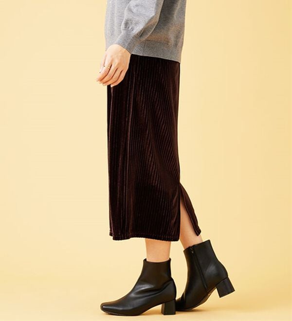 BELLUNA（ベルーナ）の「ベロア素材ナロースカート（ロングスカート）」｜詳細画像