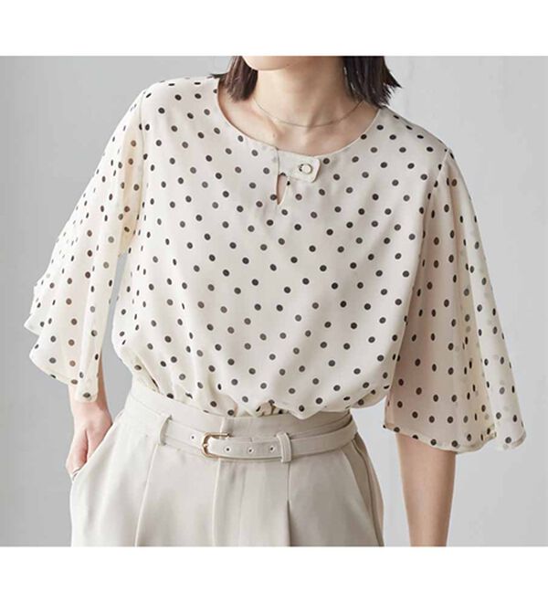 RANAN（ラナン）の「ひんやり！フレアー袖シフォンブラウス（ブラウス）」｜詳細画像