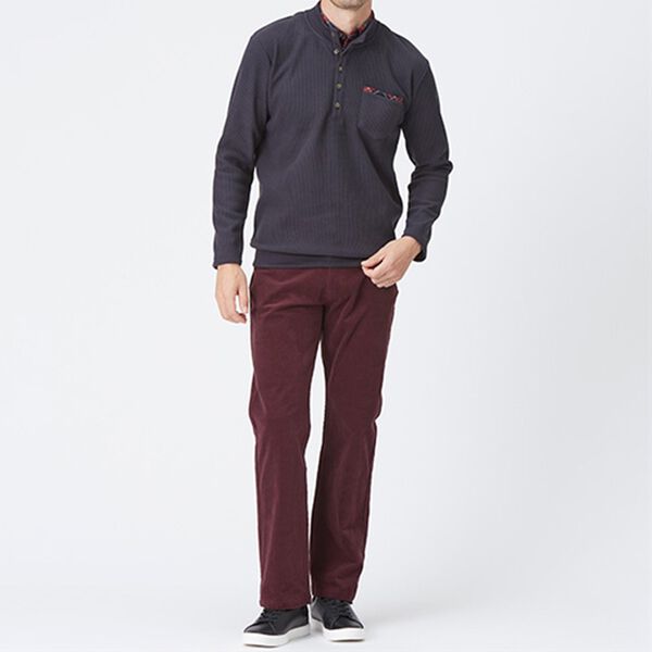 「裏ベロアのお洒落なダブル衿トレーナー（メンズトレーナー）」｜詳細画像