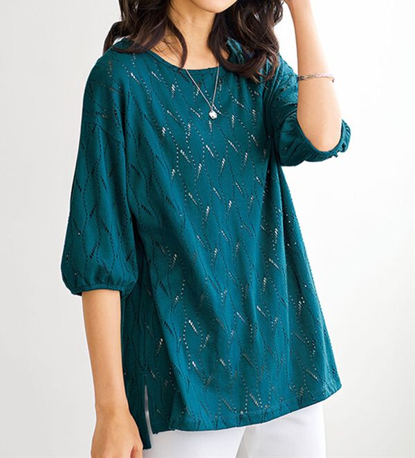 BELLUNA（ベルーナ）の「ストレッチレース素材ふんわり袖チュニック（チュニック）」｜詳細画像