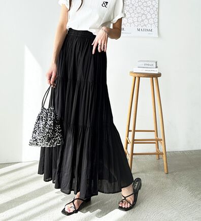 GeeRA（ジーラ）の「コットンボイルワッシャーティアードスカート（ロングスカート）」