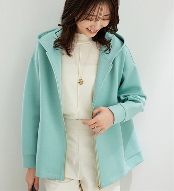 BELLUNA（ベルーナ）の「【快適Ｌａｂ．】とろみ素材裾タックパーカー（パーカー）」｜詳細画像