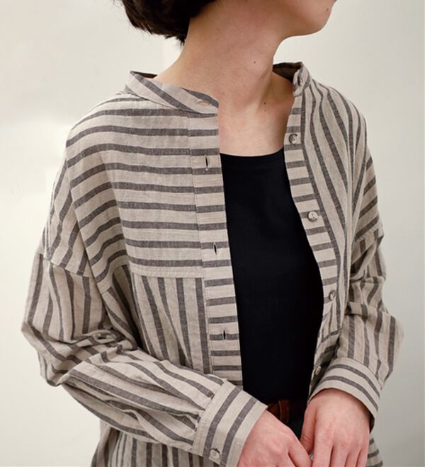 BELLUNA（ベルーナ）の「綿麻素材クレイジーデザインシャツ（チュニック）」｜詳細画像