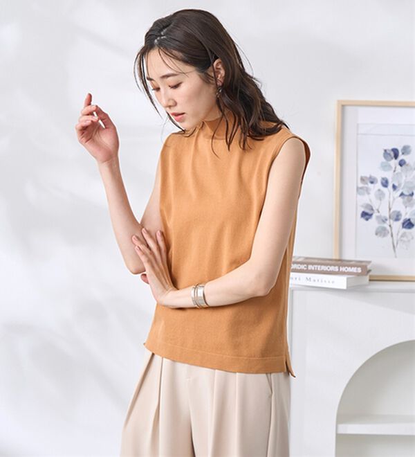 BELLUNA（ベルーナ）の「【選べるデザイン】Ｔシャツが苦手な方に！ひんやり綿混ニットＴ（ニット・セーター）」｜詳細画像