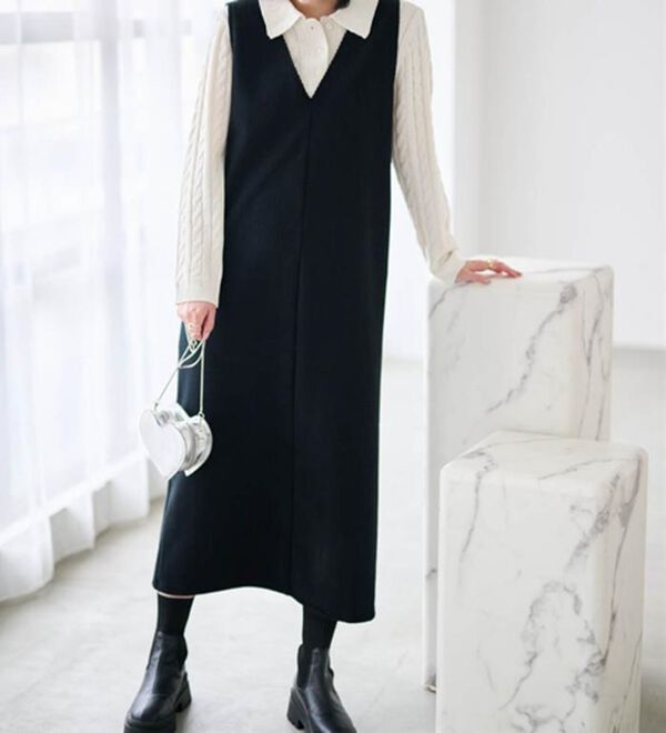 RANAN（ラナン）の「あったか裏ベロアニットコールジャンパースカート（ジャンパースカート）」｜詳細画像