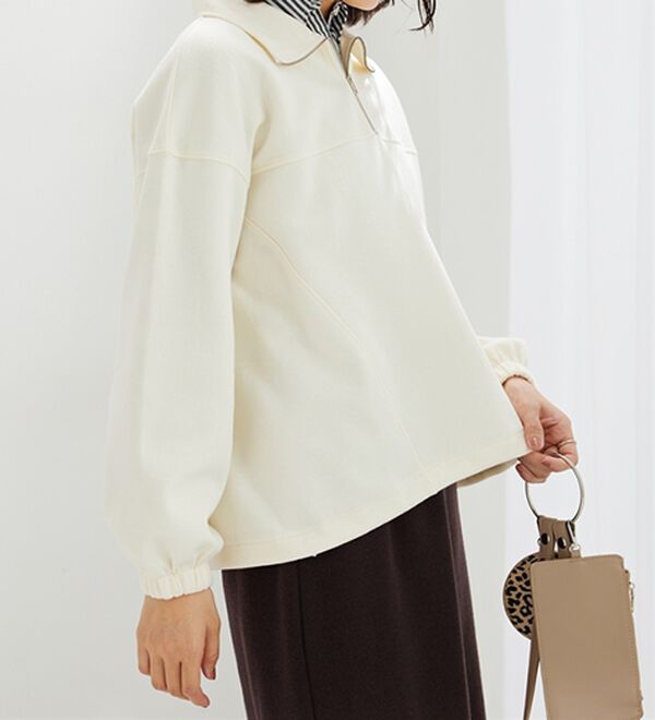 BELLUNA（ベルーナ）の「異素材使いハーフジッププルオーバー（カットソー）」｜詳細画像
