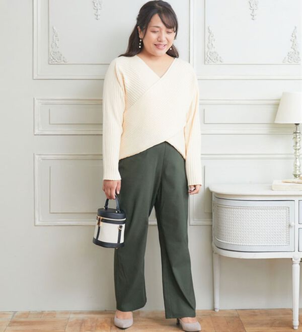 A HAPPY MARILYN（アハッピーマリリン）の「【Ｌ～８Ｌ／選べるデザイン】ストレッチ裏起毛美脚パンツ（テーパードパンツ）」｜詳細画像
