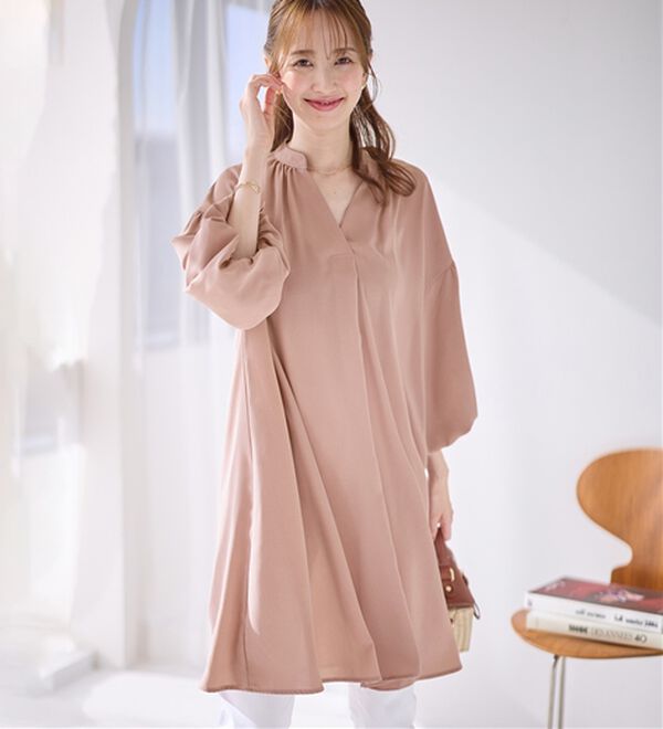 alotta（アロッタ）の「パフ袖とろみブラウスチュニックワンピース（チュニックワンピース）」｜詳細画像