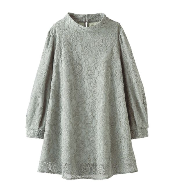 BELLUNA（ベルーナ）の「【一枚でエレガント！】ふんわり総レーススタンド衿チュニック（チュニック）」｜詳細画像