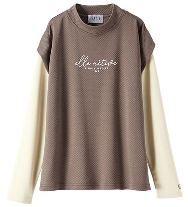 BELLUNA（ベルーナ）の「＜ＥＬＬＥ　Ａｃｔｉｖｅ＞メッシュ素材重ね着風プルオーバー（カットソー）」｜詳細画像