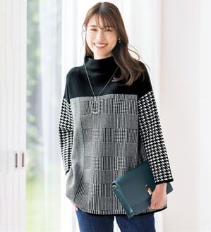 ルフラン（ルフラン）の「モノトーンジャカードニットチュニック（ニット・セーター）」｜モノトーン系