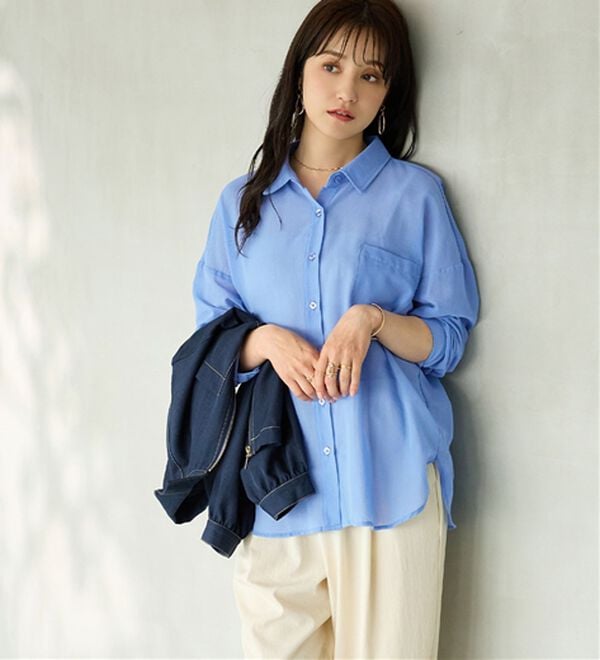 BELLUNA（ベルーナ）の「【接触冷感】透け感バックシャーリングシャツ（シャツ）」｜詳細画像