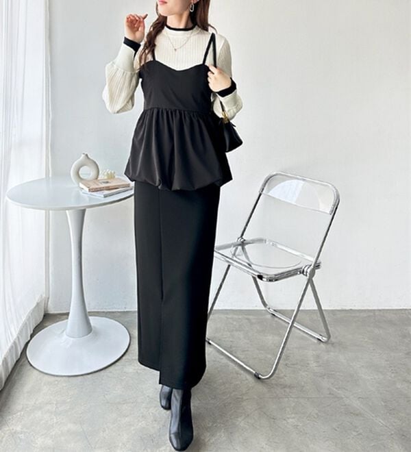 GeeRA（ジーラ）の「【再入荷】レイヤード風モチっと柔らかリブニット（ニット・セーター）」｜詳細画像