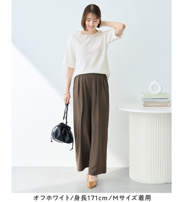 Viola e Viola（ヴィオラ エ ヴィオラ）の「【ひんやり／上品】リブメロウＴシャツ（カットソー）」｜詳細画像