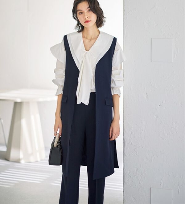 GeeRA（ジーラ）の「【２点セット】ロングジレセットアップスーツ（パンツスーツ）」｜詳細画像