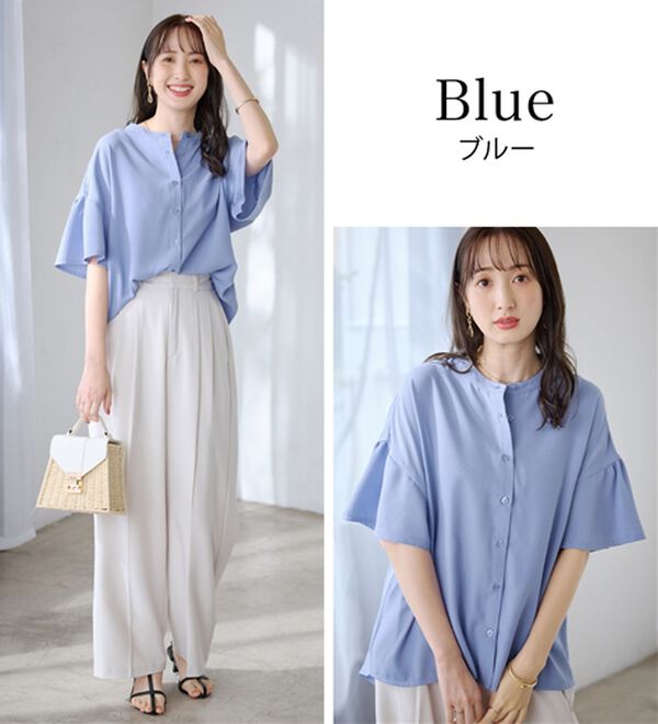 alotta（アロッタ）の「バンドカラーフレアー袖ブラウス（ブラウス）」｜詳細画像