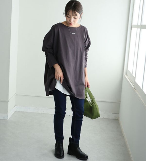 A HAPPY MARILYN（アハッピーマリリン）の「【Ｌ～８Ｌ】体型を選ばない！綿１００％定番バスクＴシャツ（Tシャツ）」｜詳細画像