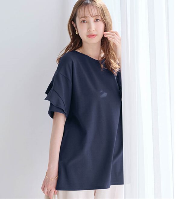 alotta（アロッタ）の「【４つの機能付】ひんやりフリル袖Ｔシャツチュニック（チュニック）」｜詳細画像