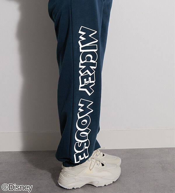 BELLUNA（ベルーナ）の「＜Ｄｉｓｎｅｙ＞【ミッキー】ロゴプリント裏起毛スウェットパンツ（ワイドパンツ・ガウチョ）」｜詳細画像
